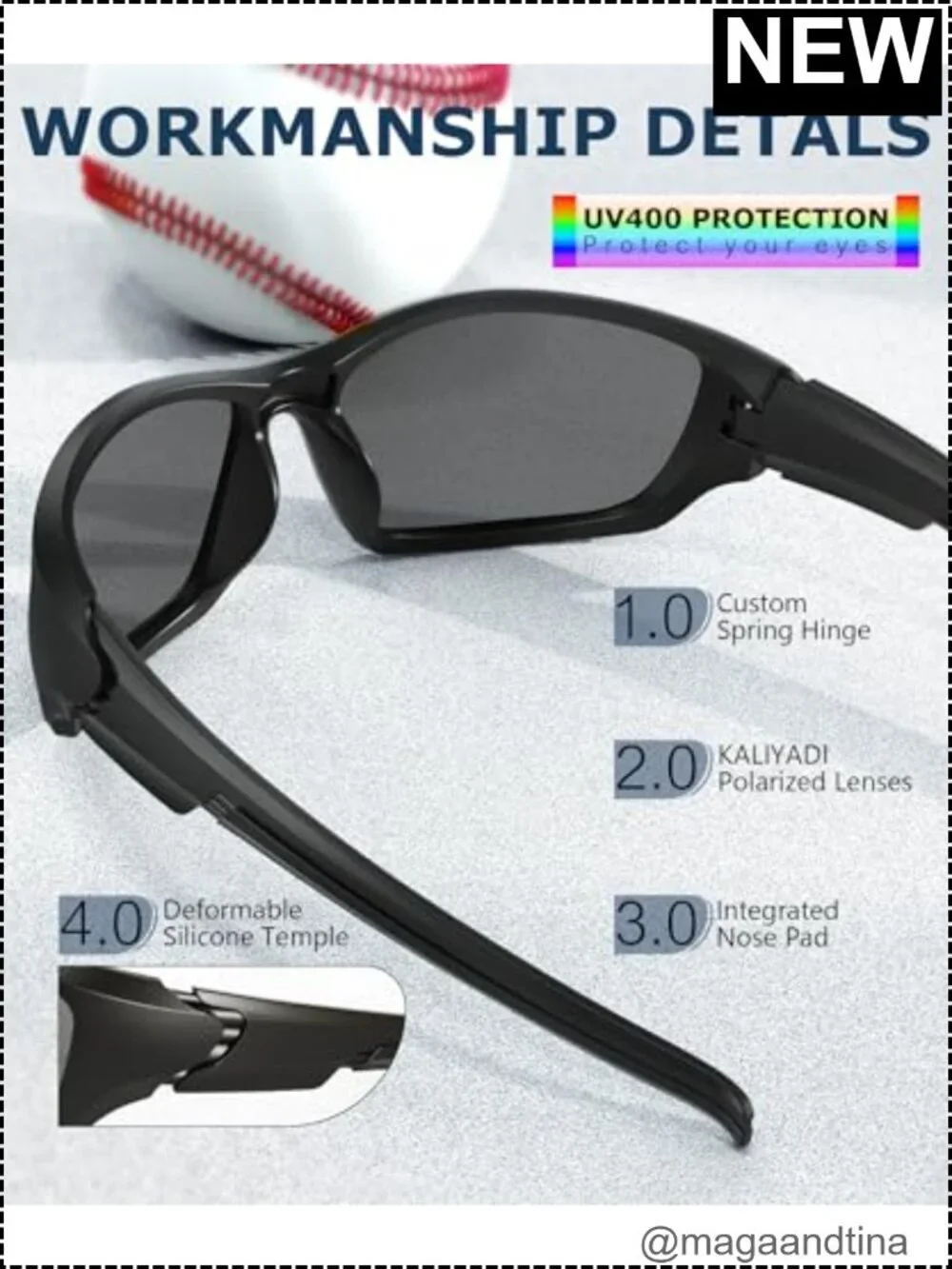 Polarized Sports Sunglasses UV400 Protection for Men Women Cycling Running